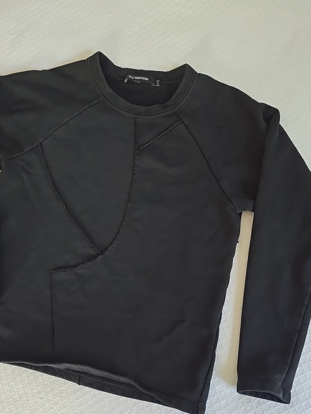 💥Tess Giberson Black Asymmetric Deconstructed Panel Sweatshirt Size L